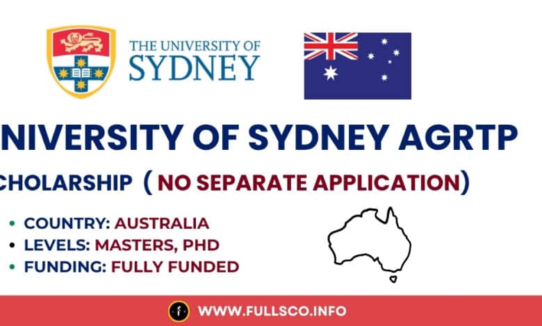 University of Sydney AGRTP Scholarship 2025/26 (Fully Funded) Image presenting University of Sydney AGRTP scholarship