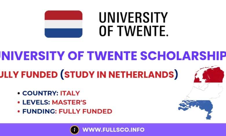 University of Twente Scholarship 2026 (Apply Now) Image showing the University of Twente scholarship application
