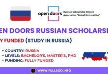 Image displaying information about the Open Doors Russian Scholarship for 2025 applications.