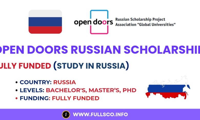 Image displaying information about the Open Doors Russian Scholarship for 2025 applications.